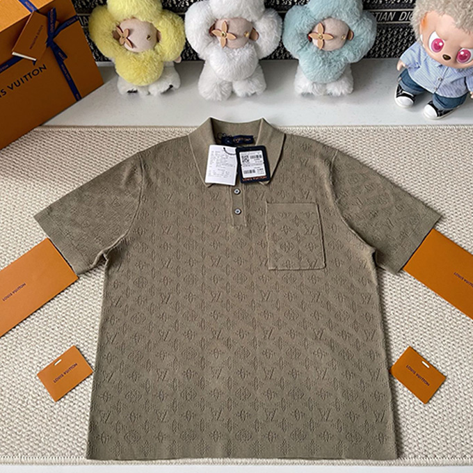 lv louis vuitton mesh jacquard monogram short sleeve polo shirt